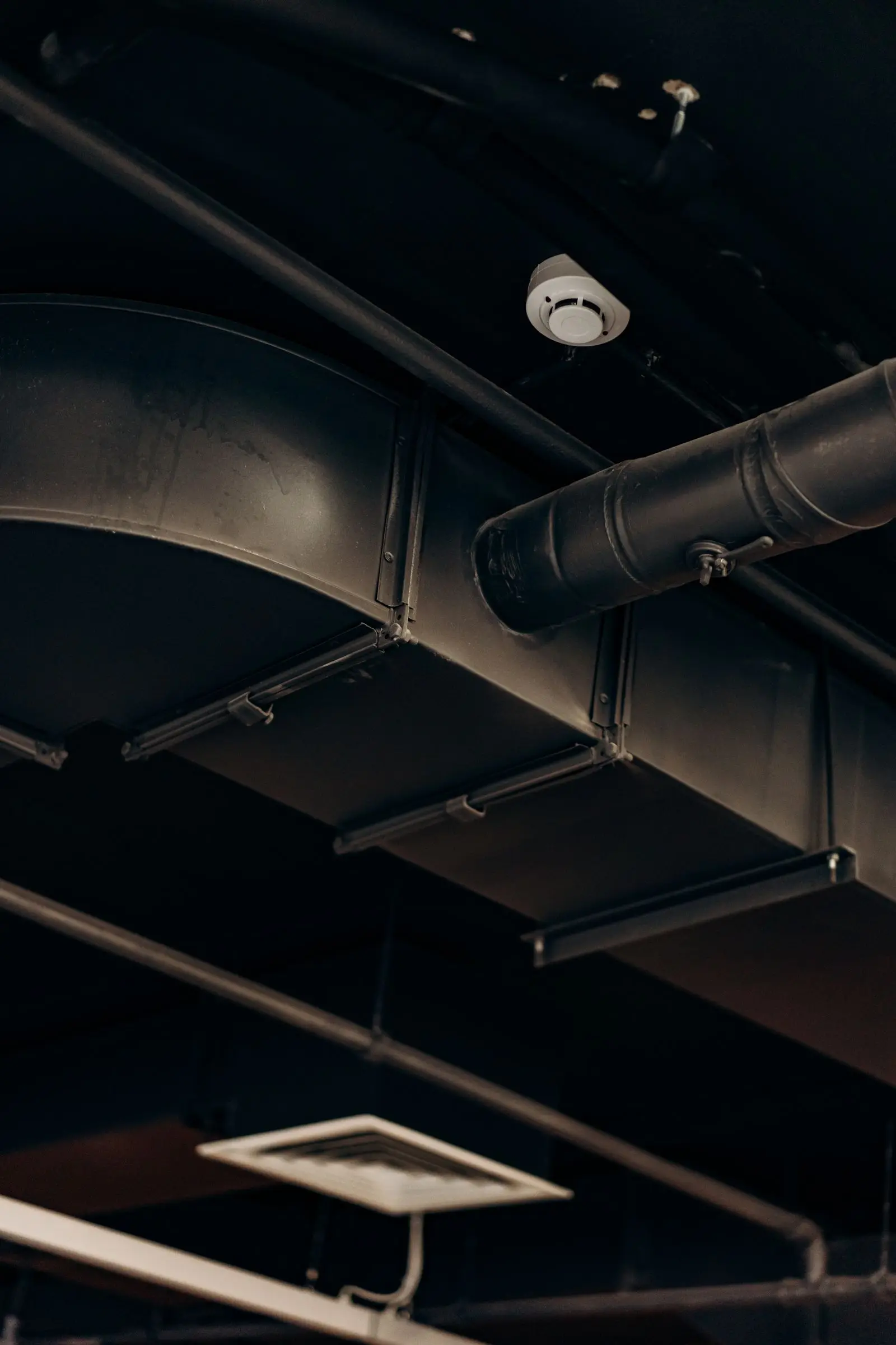 Ductwork running through an unfinished basement